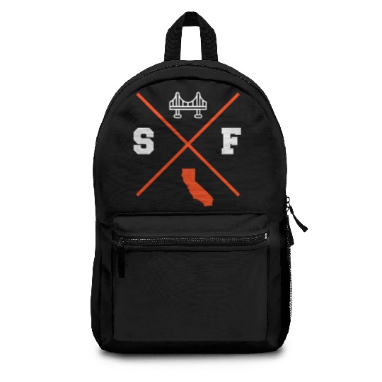 Sf San Francisco California Orange Outline Backpacks