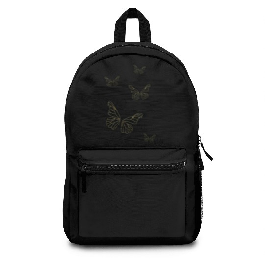 Black glittery butterflies monarch Backpacks