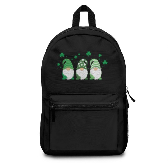 Gnomes Holding Shamrock Leopard Plaid St Patrick'S Backpacks