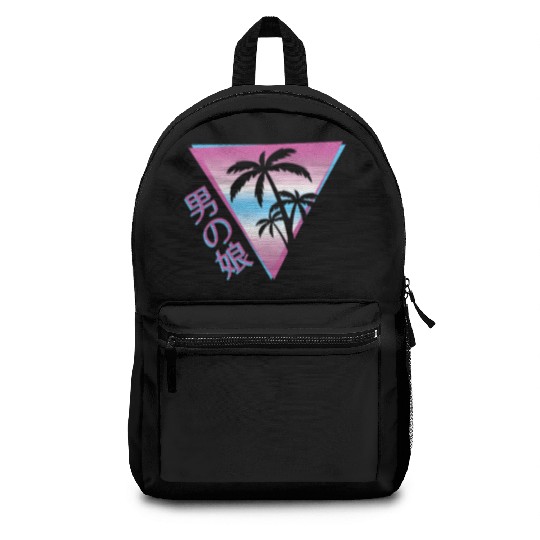 Femboy 80S 90S Palm Tree Japanese Vaporwave Aesthe Backpacks