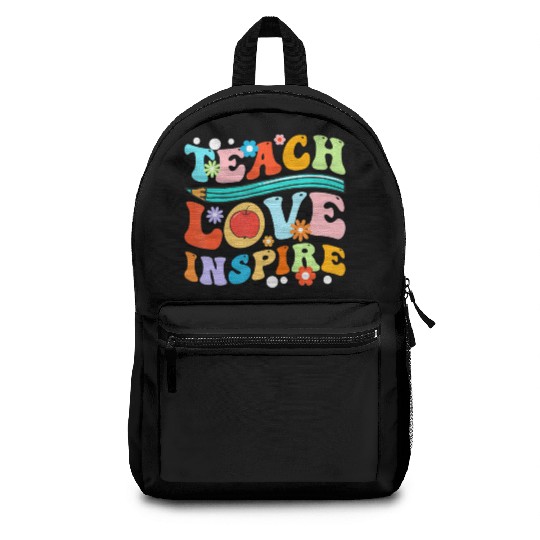 Retro Groovy Teacher Inspirational Happy Back to S Backpacks