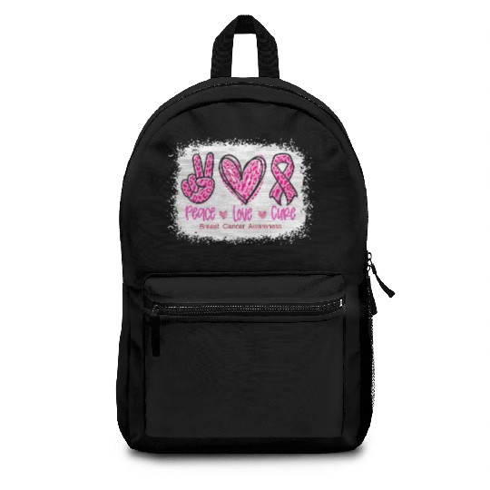 Peace Love Cure In October We Wear Pink For Breast Backpacks