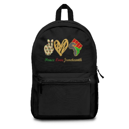 Peace Love Junenth Black Pride Freedom Independenc Backpacks