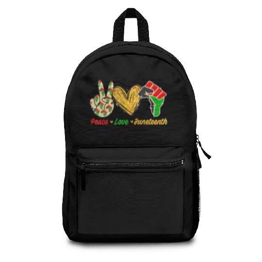 Peace Love Junenth Black Pride Freedom Independenc Backpacks