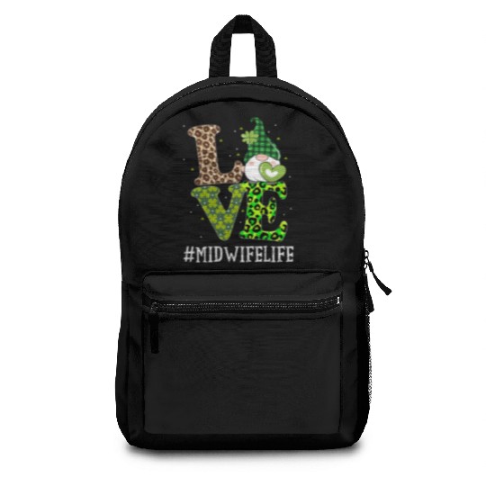 Midwife Love St PatricDay Gnome Leopard Backpacks
