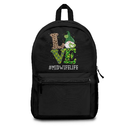 Midwife Love St PatricDay Gnome Leopard Backpacks