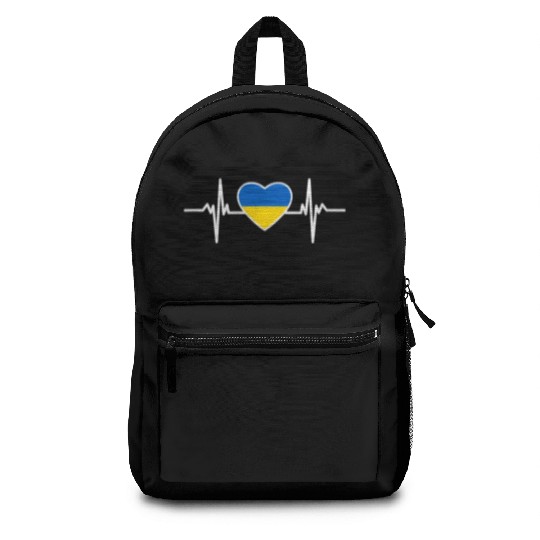 Ukraine Ukraine Flag Heart Beat Ukraine Backpacks