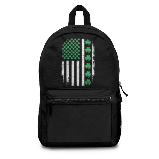 US American Flag With Shamrocks for St Patricks da Backpacks