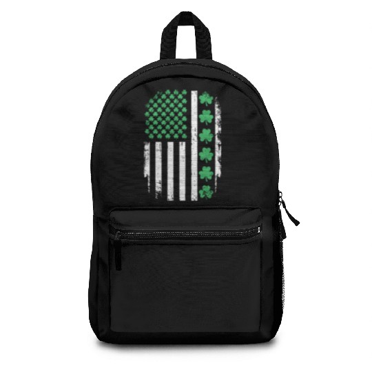 US American Flag With Shamrocks for St Patricks da Backpacks