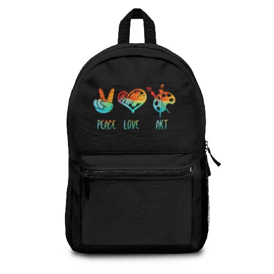Peace Love and Art Teacher Back to School Art Teac Backpacks