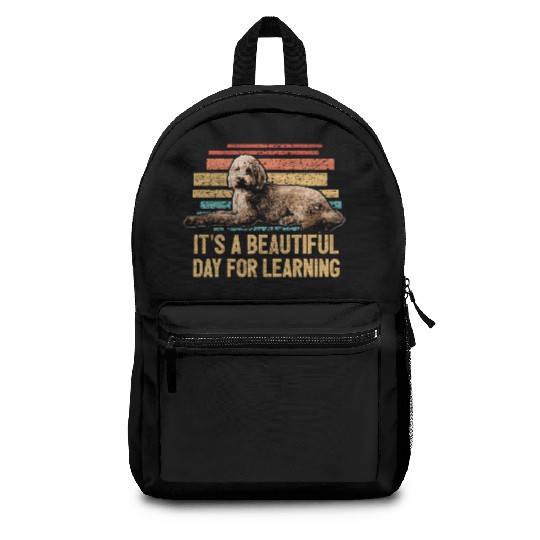 Beautiful Day For Learning Goldendoodle Dog Retro Backpacks