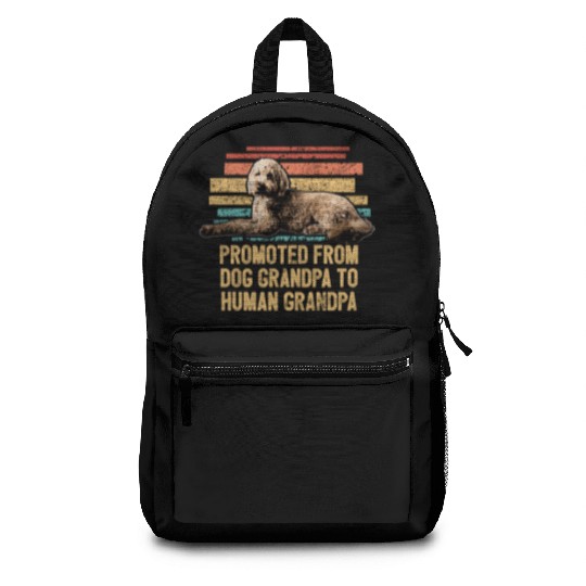 Promoted From Dog Grandpa Funny Goldendoodle Dog Backpacks