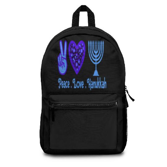 Peace Love Hanukkah 2021 Jewish Menorah Hanukkah C Backpacks