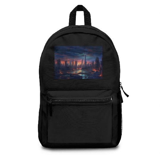 Chicago Post Apocalyptic Hues Cyberpunk Neon Backpacks