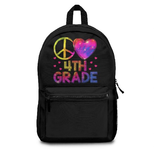 Tie Dye Peace Love 4th Grade Teacher Student Back Backpacks