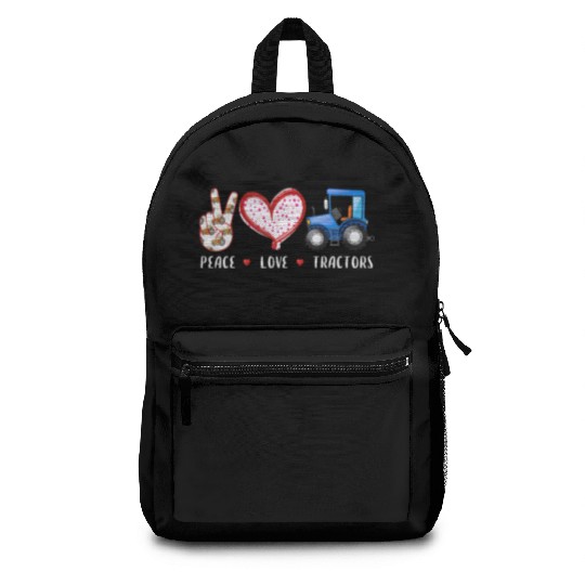 Peace Love Tractors farm farmers for kid boy Backpacks
