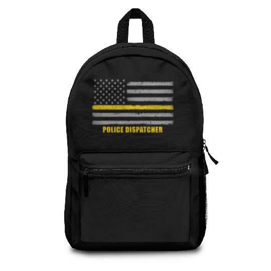 Police Dispatcher - Thin Gold Line Flag Backpacks