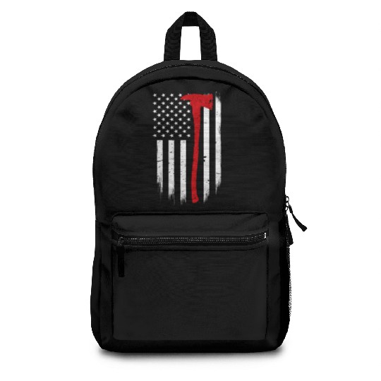 Thin Red Line Flag Axe Firefighter Support Backpacks