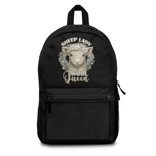 Sheep Lady Wool Queen Spring Flower Animal Funny F Backpacks