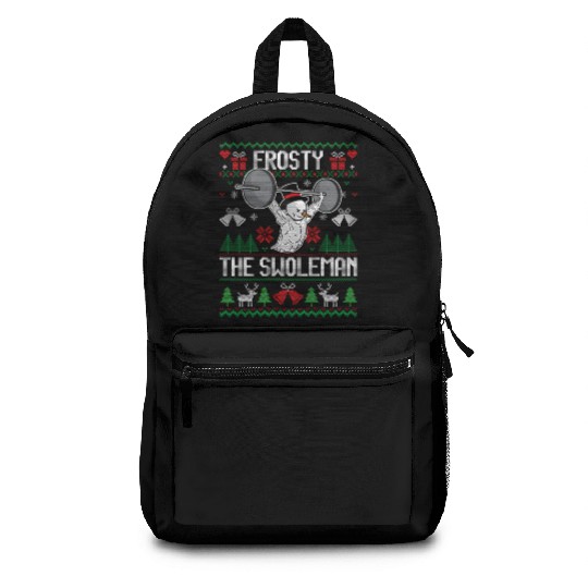 Frosty The Swoleman Ugly Snowman Gym Backpacks