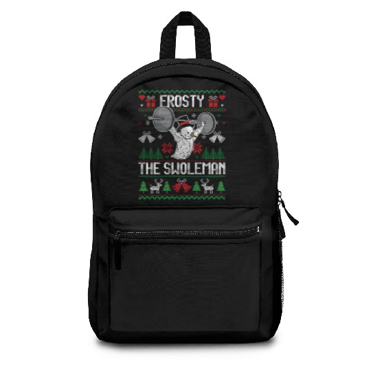 Frosty The Swoleman Ugly Snowman Gym Backpacks