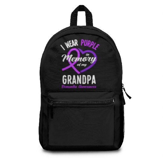 I Wear Purple In Memory For My Grandpa Dementia Backpacks
