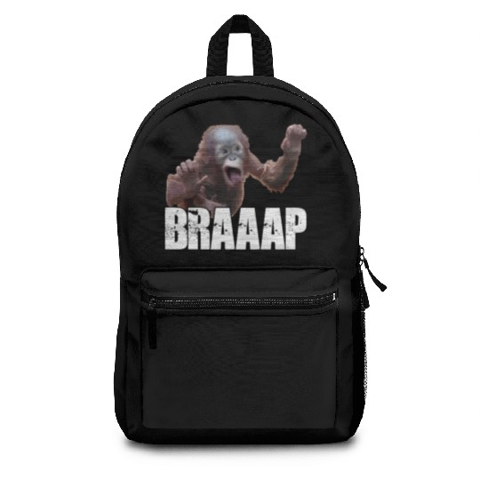 Braaap Monkey Face Riding A Motocross Backpacks