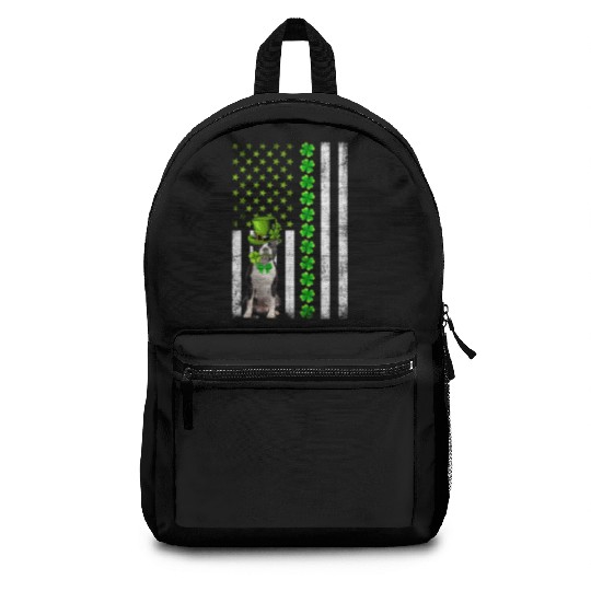 American Flag Boston Terrier Dog St Patric Day Backpacks