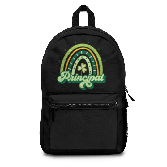 Boho Rainbow Shamrock One Lucky Principal St Backpacks