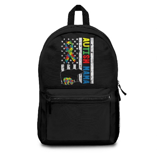 Mama Bear Family Autism Awareness For Mom Backpacks
