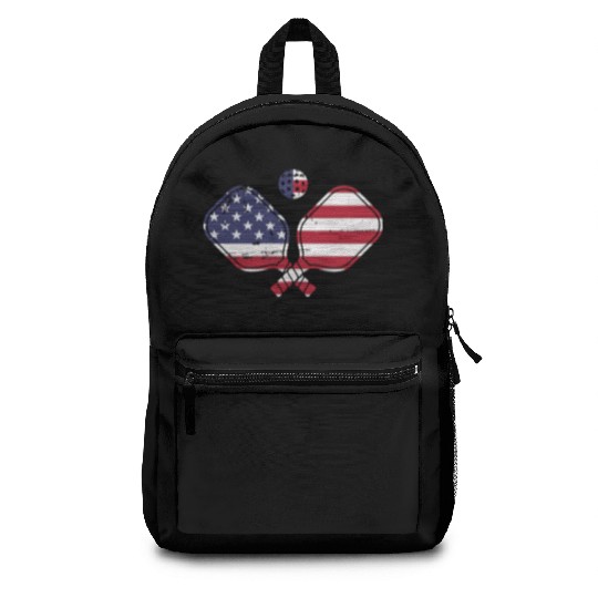 Patriotic Pickleball US Flag Paddleball Design Backpacks