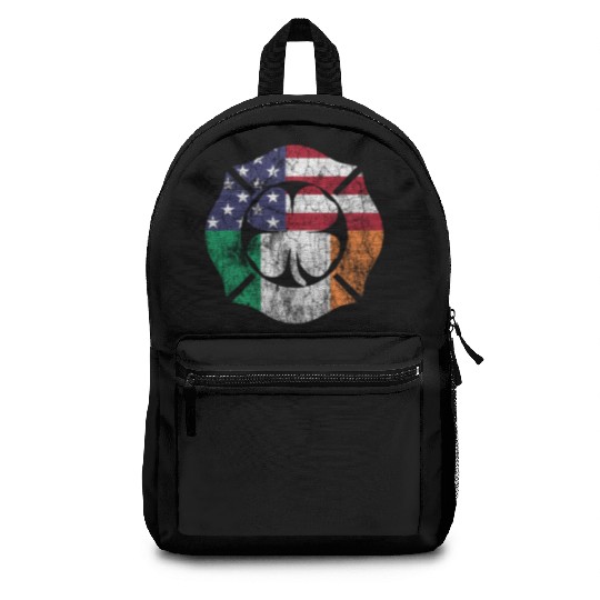 Firefighter St Patric Day Irish American Flag Backpacks