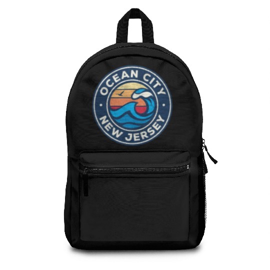 Ocean City New Jersey Nj Nautical Waves Backpacks