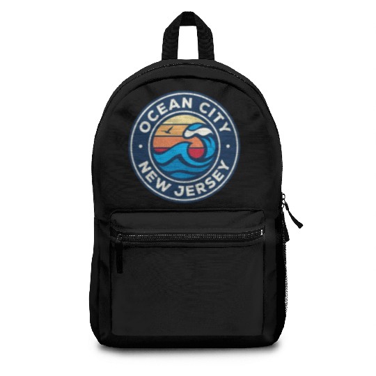 Ocean City New Jersey Nj Nautical Waves Backpacks