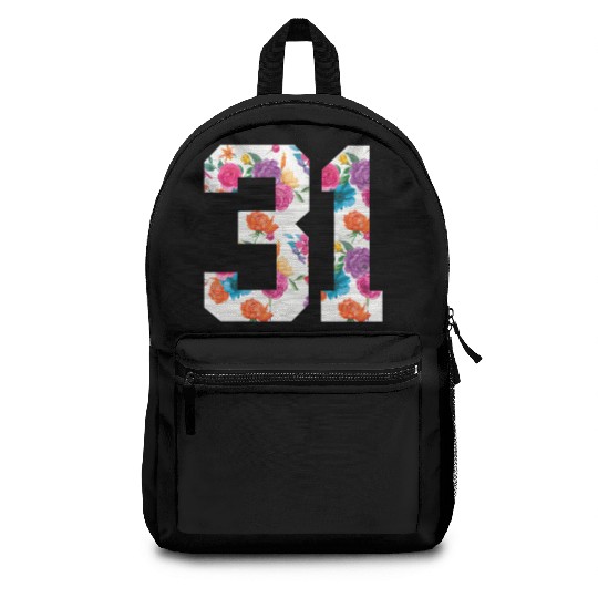 Football For Floral Fan Jersey Number 31 Backpacks
