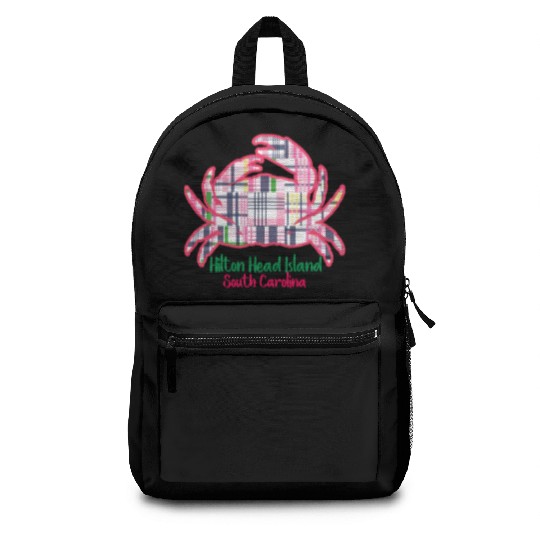 Hilton Head Island Preppy Plaid Crab Backpacks