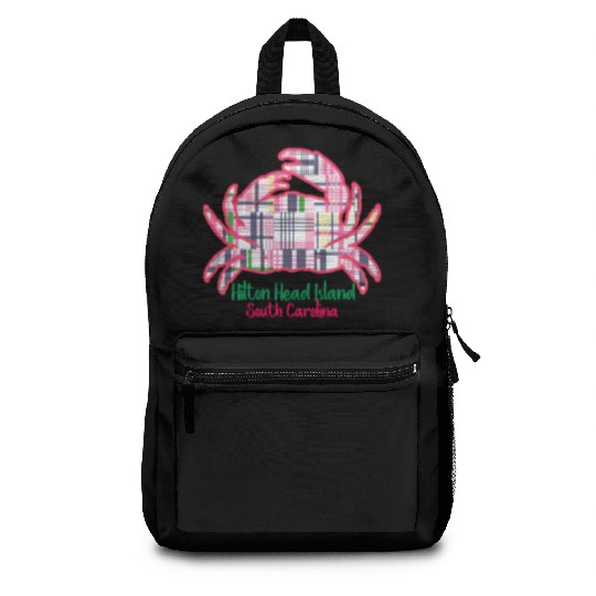 Hilton Head Island Preppy Plaid Crab Backpacks