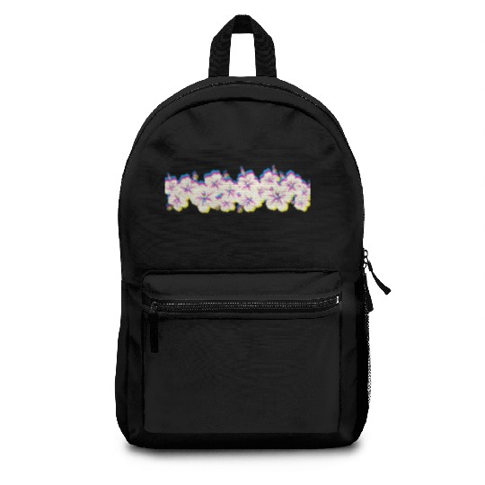 Hawaii Hibiscus Flower Row 1970S Glitch Aesthetic Backpacks