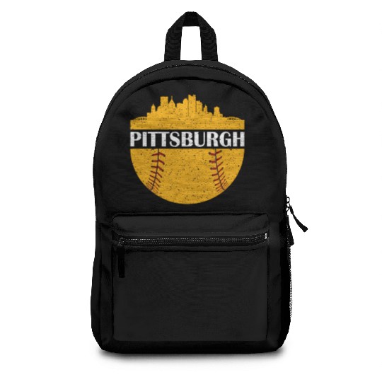 Pittsburgh Baseball Cityscape Distressed Novelty Backpacks