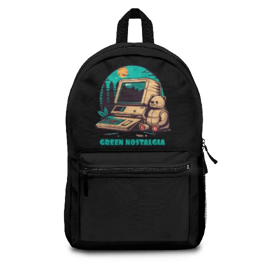 Green Nostalgia Toy Bear Nature Computer Backpacks