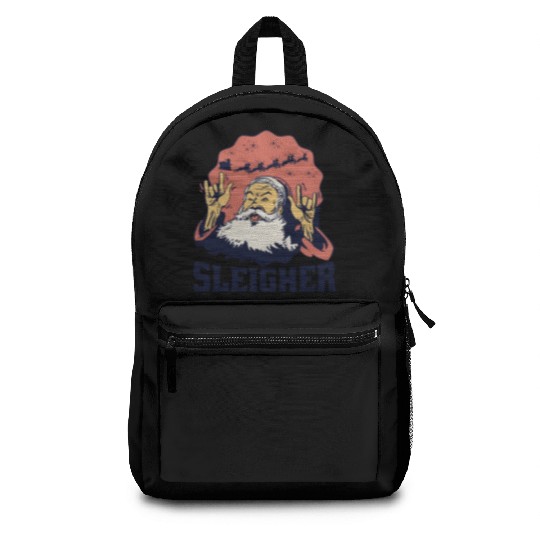 Heavy Metal Santa Sign Of The Horns Backpacks