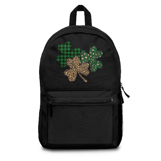 Lucky Leopard Shamrock St Patric Day Backpacks