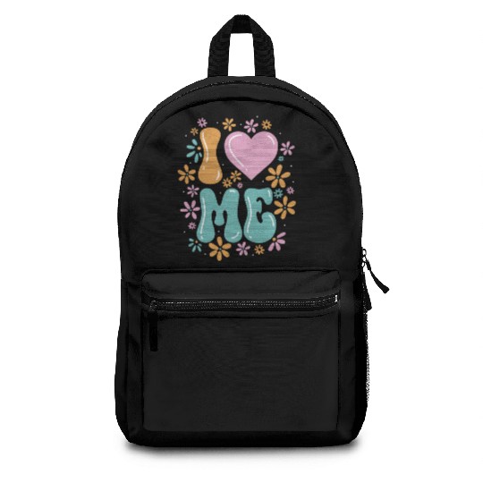 I Love Me Balloon Heart Decor Flower Floral Backpacks