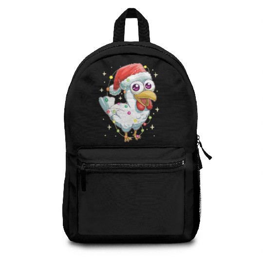 Christmas Lights Chicken Santa Xmas Deer Magic Backpacks