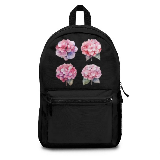 clipart pink hydrangea watercolor flower w Backpacks