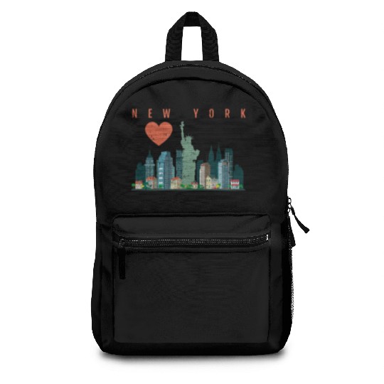 New York City Nyc Skyline Heart Distressed Style Backpacks