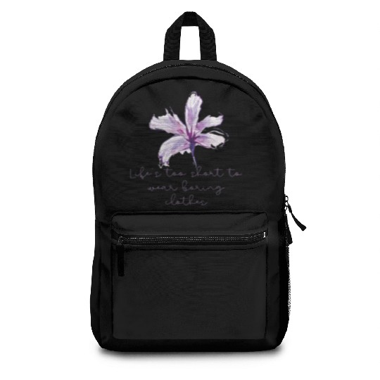 Purple Lily Flower surprise with quote Backpacks