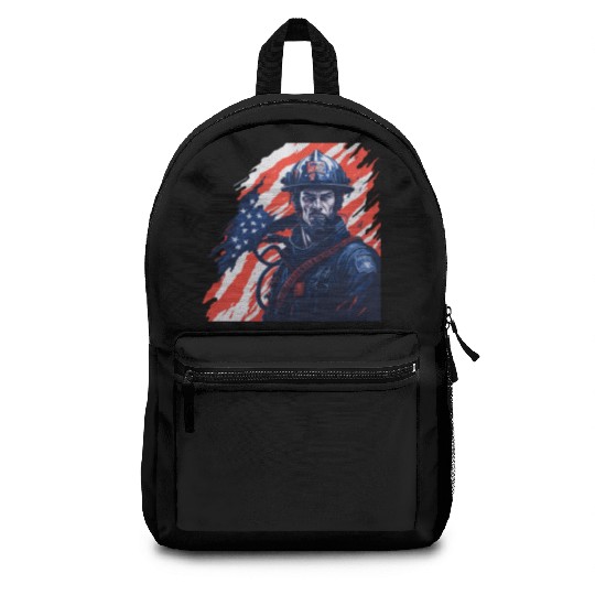 Firefighter USA Flag Design Backpacks
