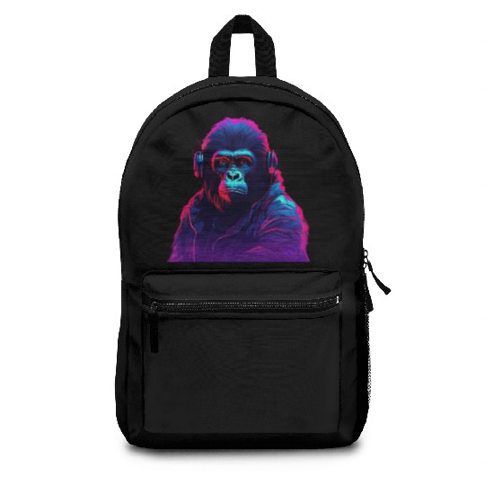 Synthwave Neon Beats of a Gorilla Backpacks
