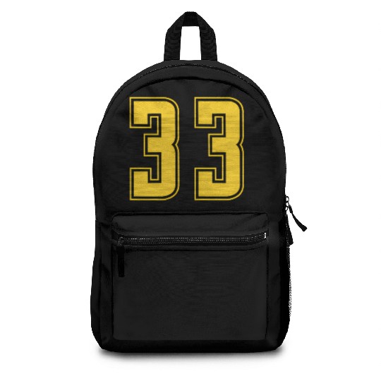 Yellow Number 33 Team Junior Sports Numbered Backpacks